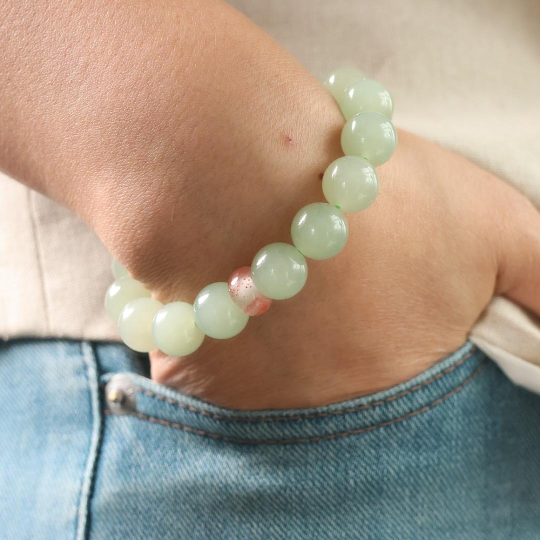 Qingshui green nephrite bracelet 12mm