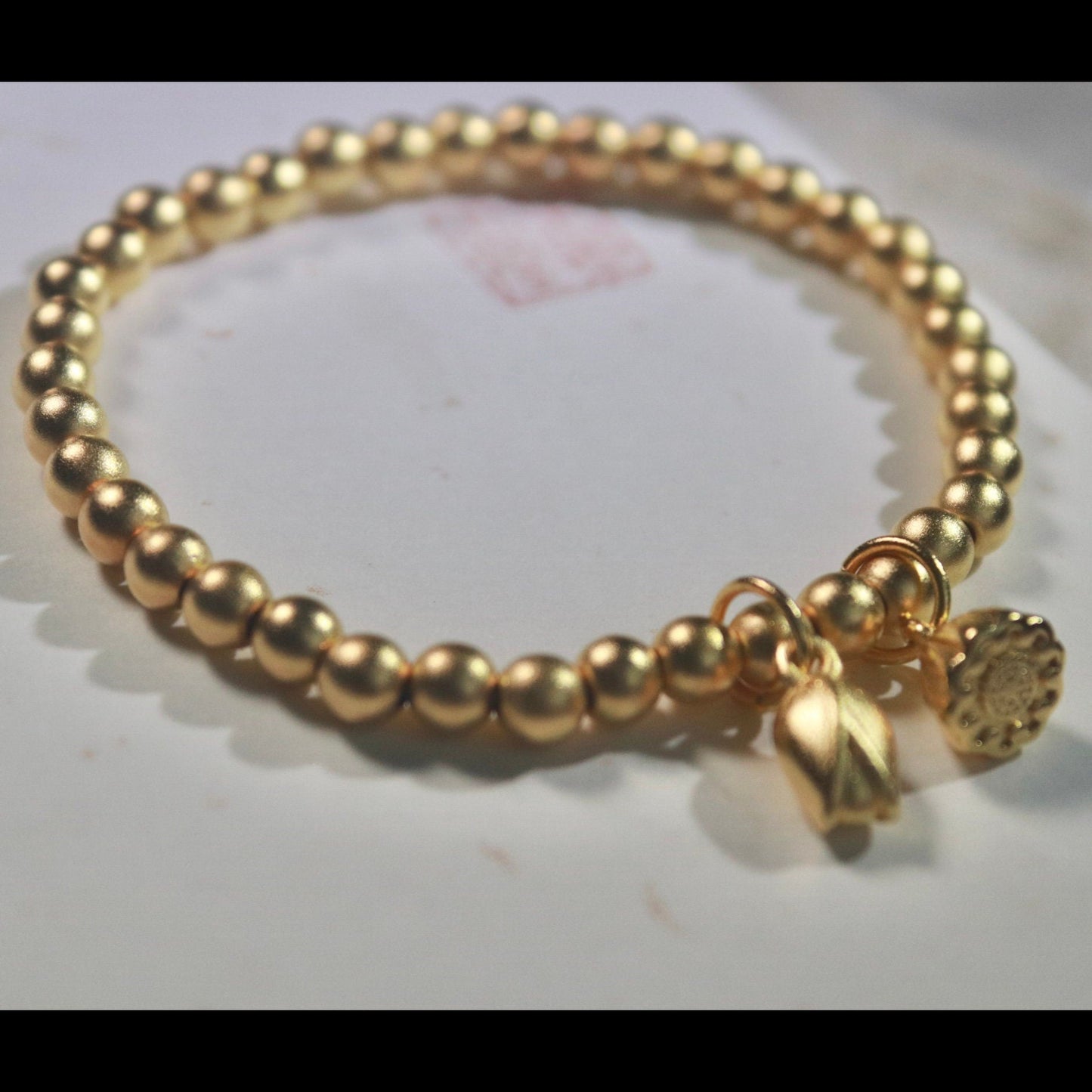 24k gold plated bead bracelet