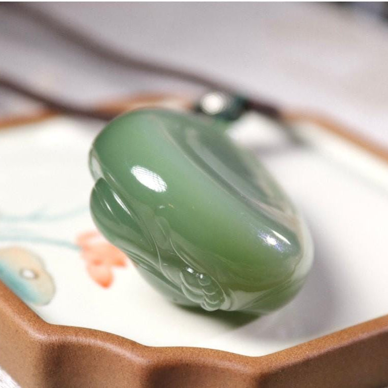 Certified green jade Buddha pendant