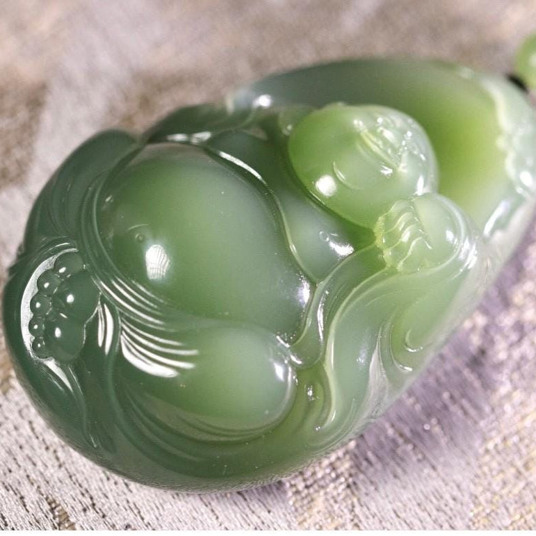 Certified green jade Buddha pendant