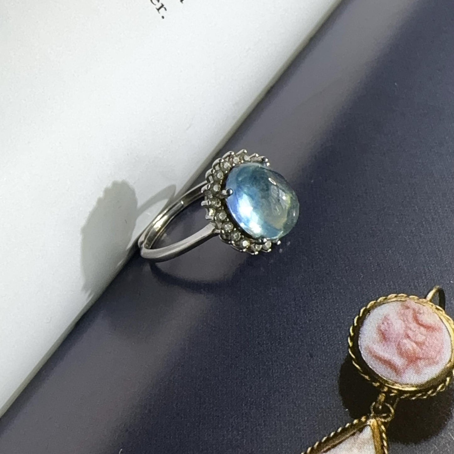 Santa Maria aquamarine adjustable 925 silver ring