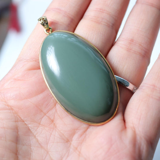 vintage dark blue green nephrite pendant