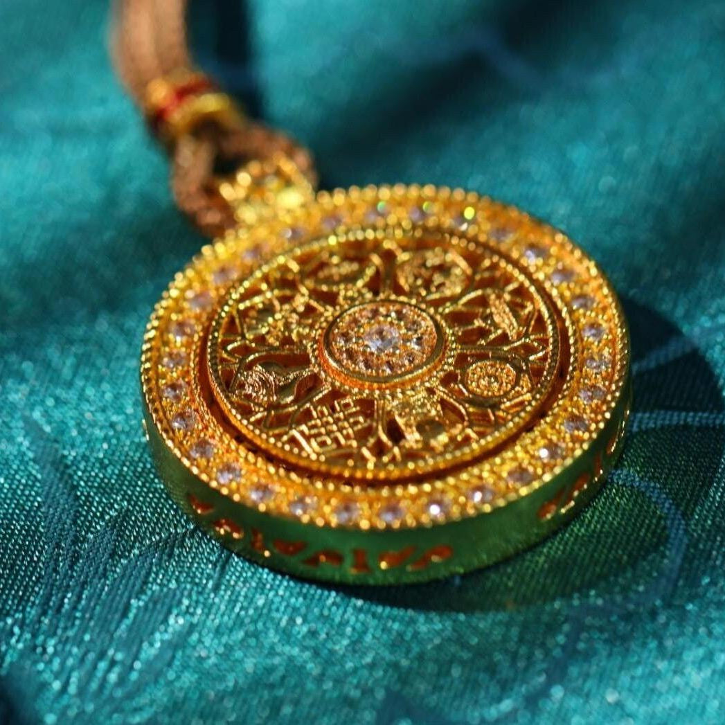 24k gold spinning compass pendant 转运罗盘