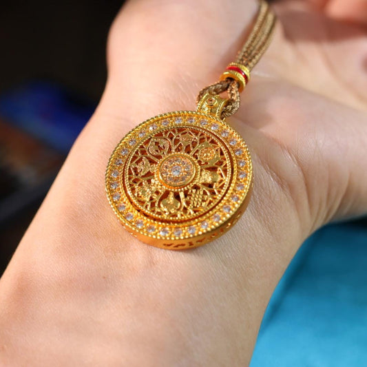 24k gold spinning compass pendant 转运罗盘
