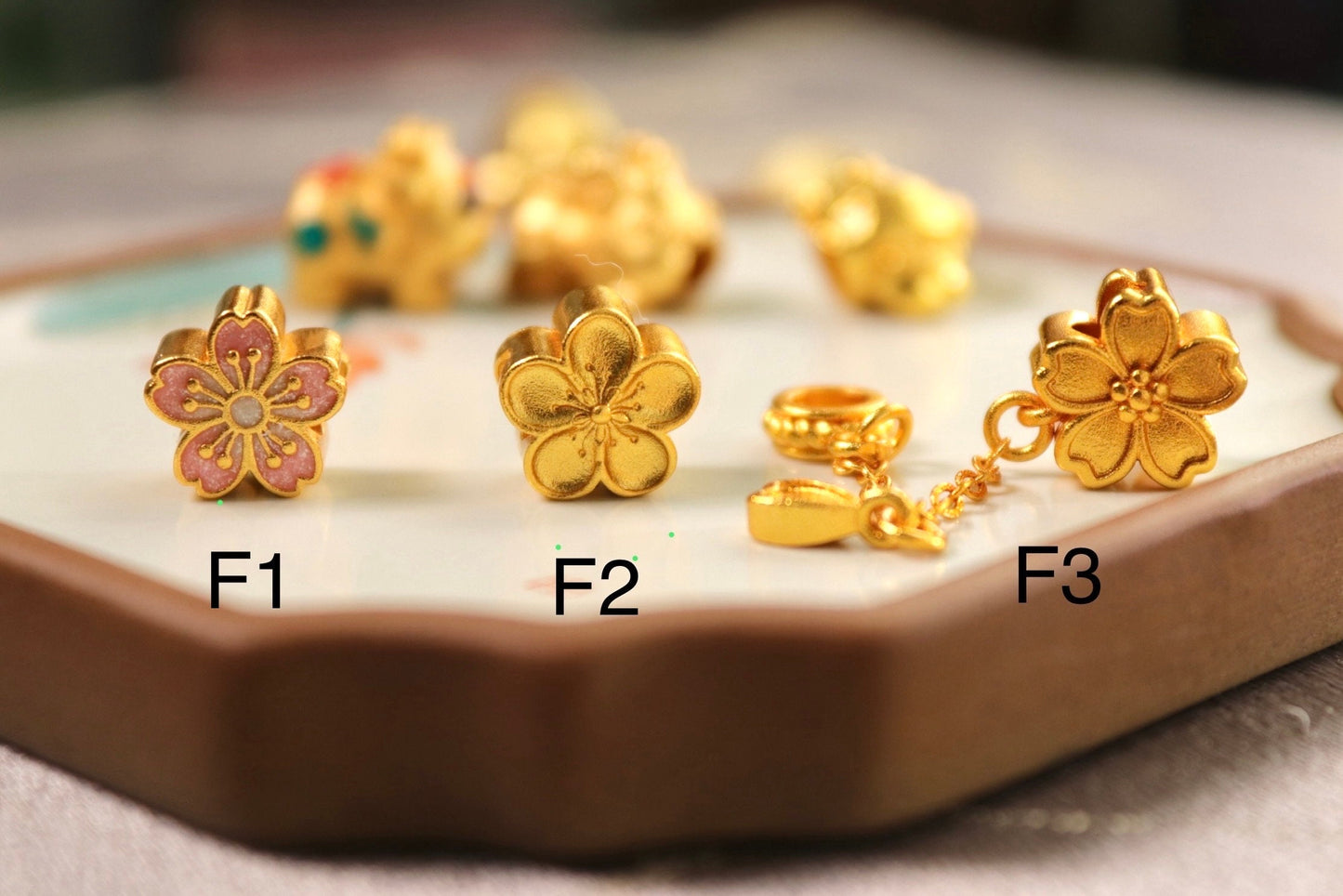 4mm hole auspicious Chinese Gold charm beads for cord braided bracelet bangle