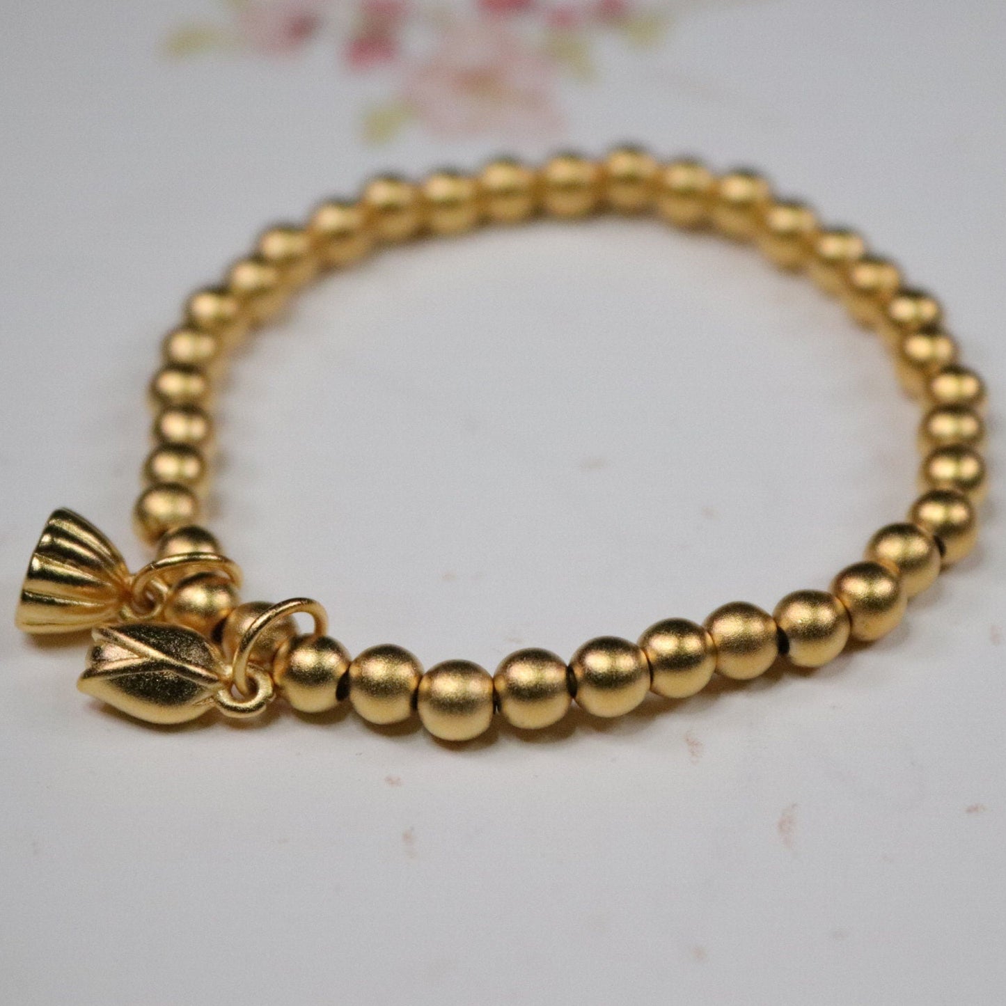 24k gold plated bead bracelet