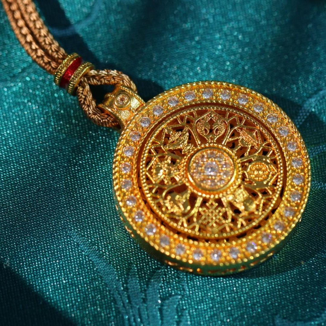 24k gold spinning compass pendant 转运罗盘