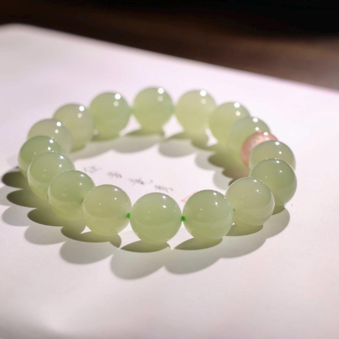 Qingshui green nephrite bracelet 12mm