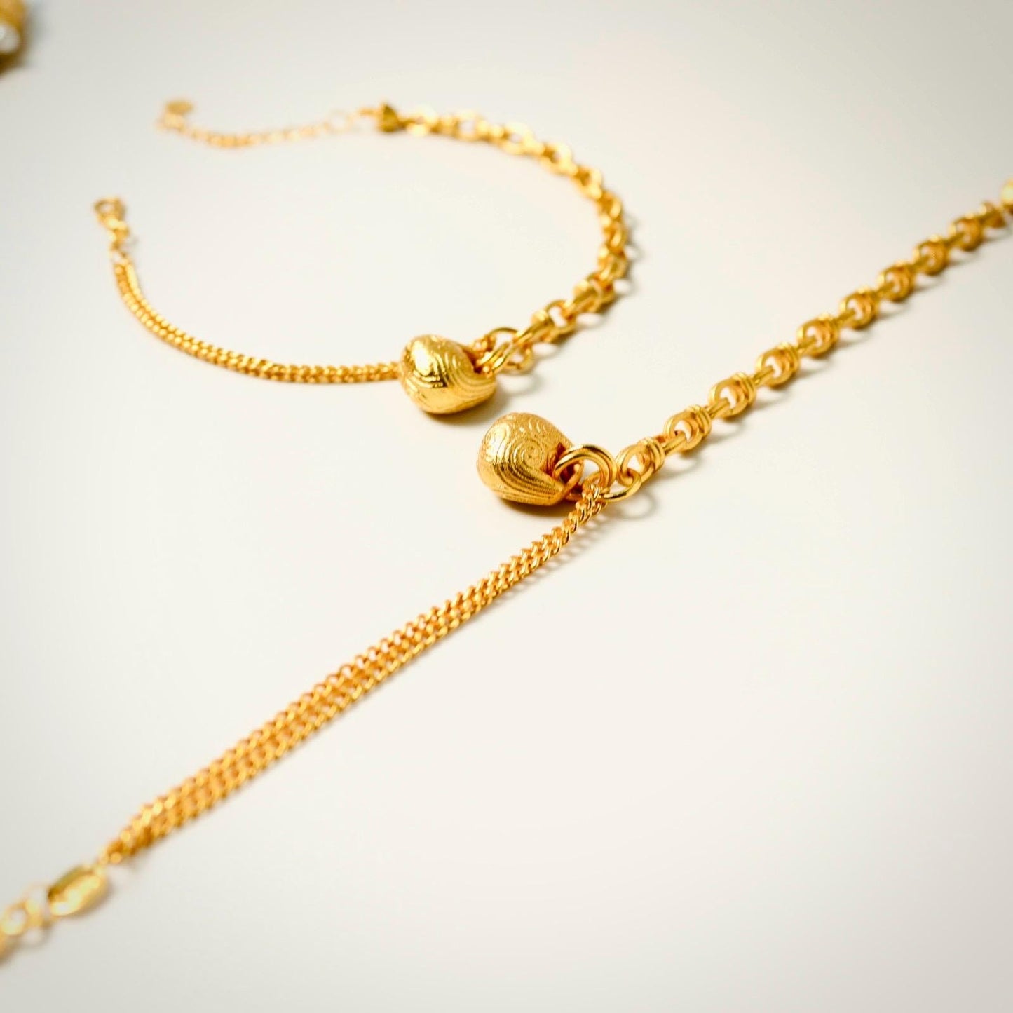 24K gold plated wooden fish Chinese temple block bracelet