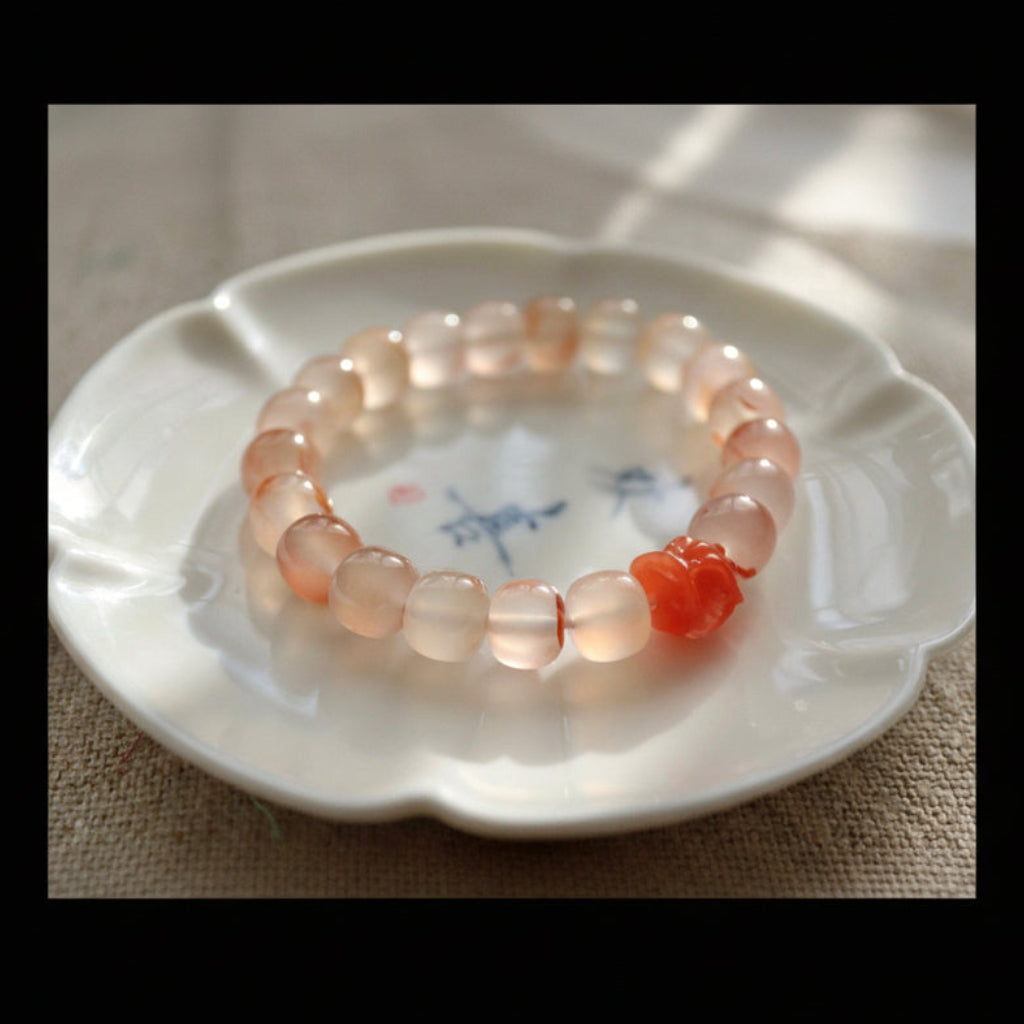 Pink Lychee agate bracelet 10 mm