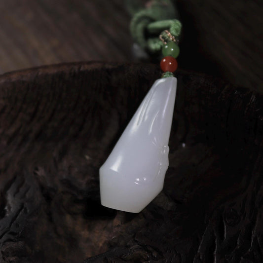 Certified Nephrite White Jade Magnolia pendant