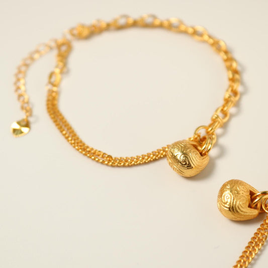 24K gold plated wooden fish Chinese temple block bracelet