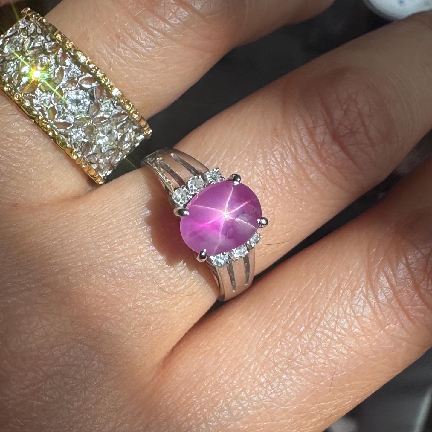 Vintage natural star ruby 18k gold ring size 6.75