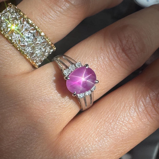 Vintage natural star ruby 18k gold ring size 6.75