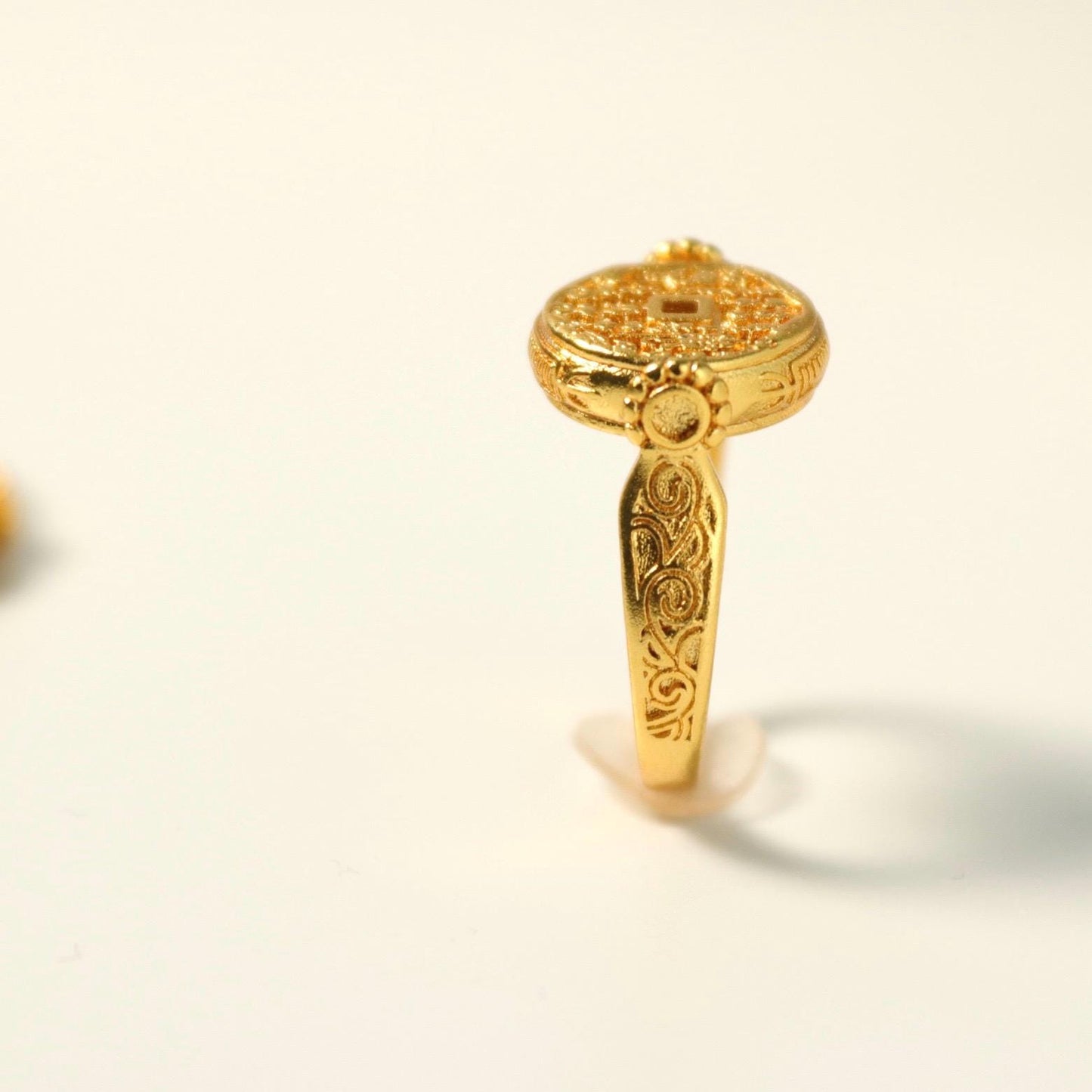 24K gold plated ring and pendant dual use/ evil repelling Chinese coin design