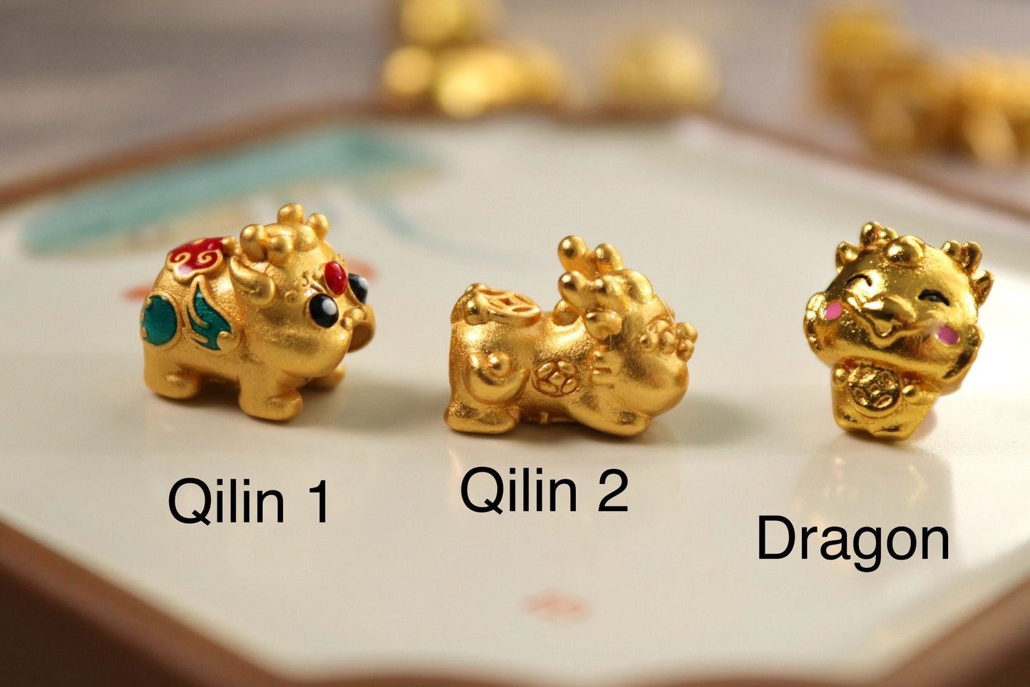 4mm hole auspicious Chinese Gold charm beads for cord braided bracelet bangle