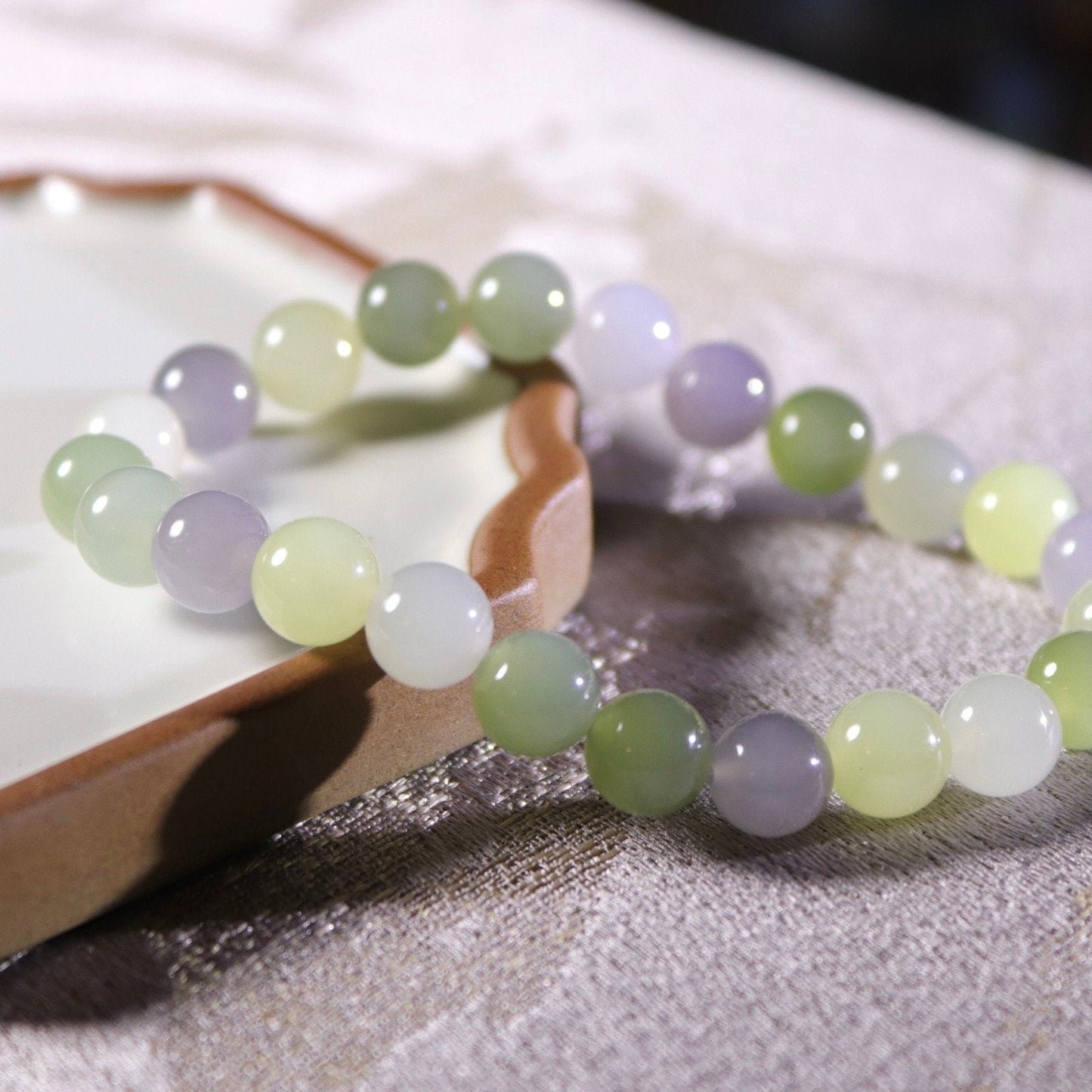 Premium pastel color multi color nephrite bracelet