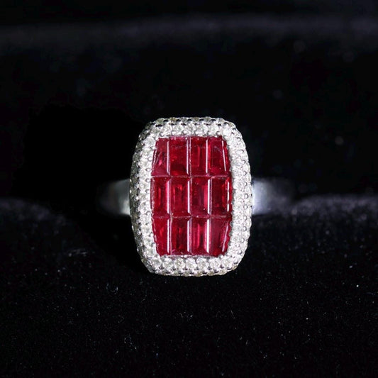 Vintage mystery set ruby and diamond ring US size 6.5