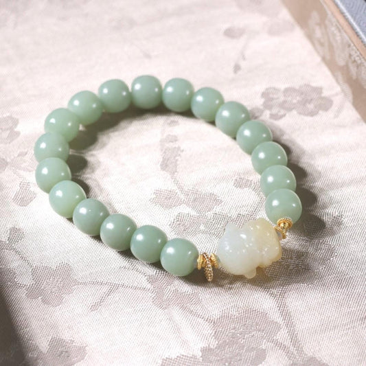 Nephrite Bracelet 10mm Old Fashion Beads