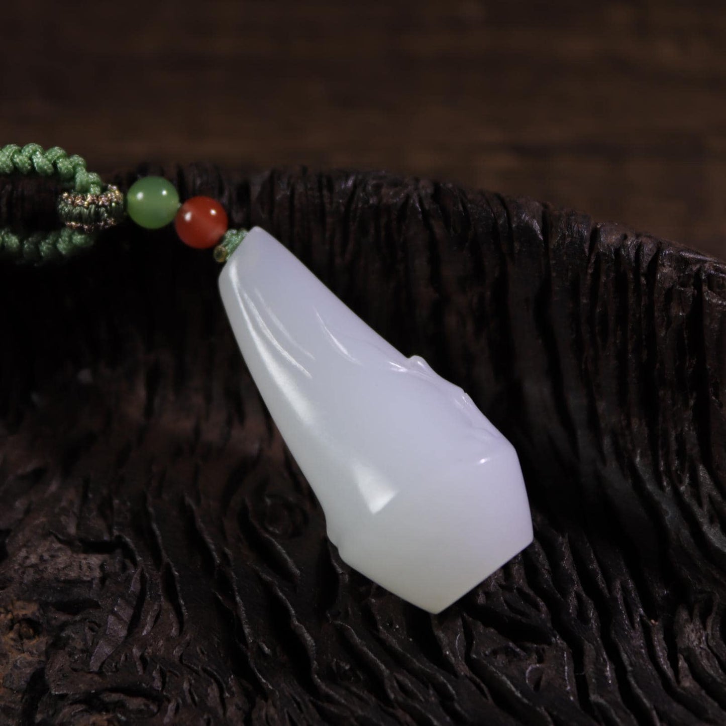 Certified Nephrite White Jade Magnolia pendant