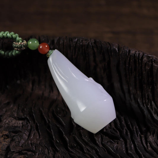 Certified Nephrite White Jade Magnolia pendant