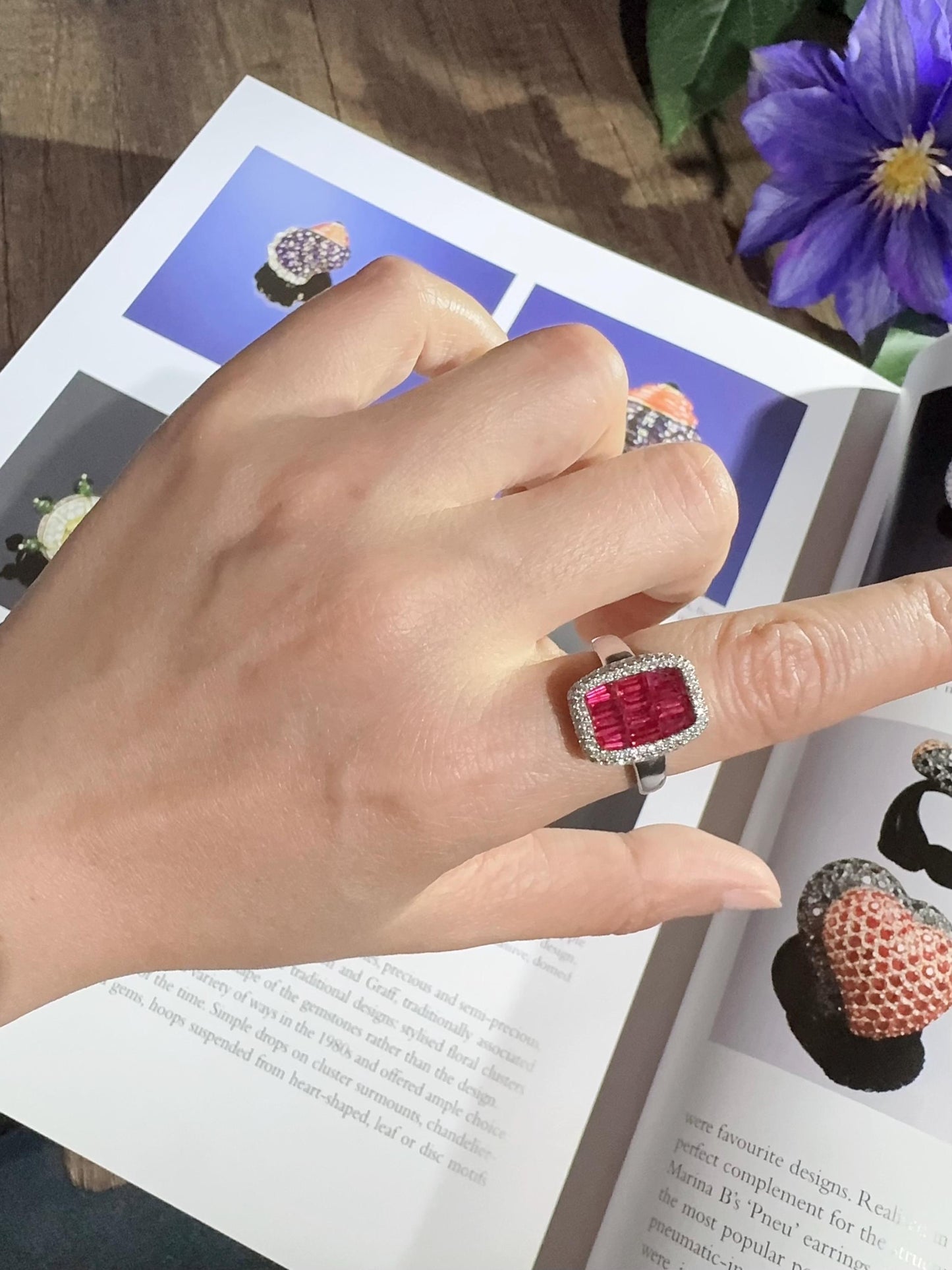 Vintage mystery set ruby and diamond ring US size 6.5