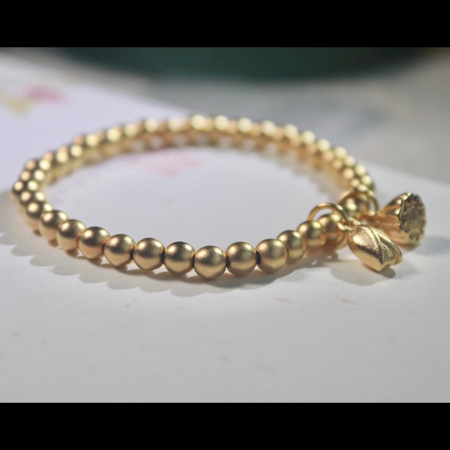24k gold plated bead bracelet