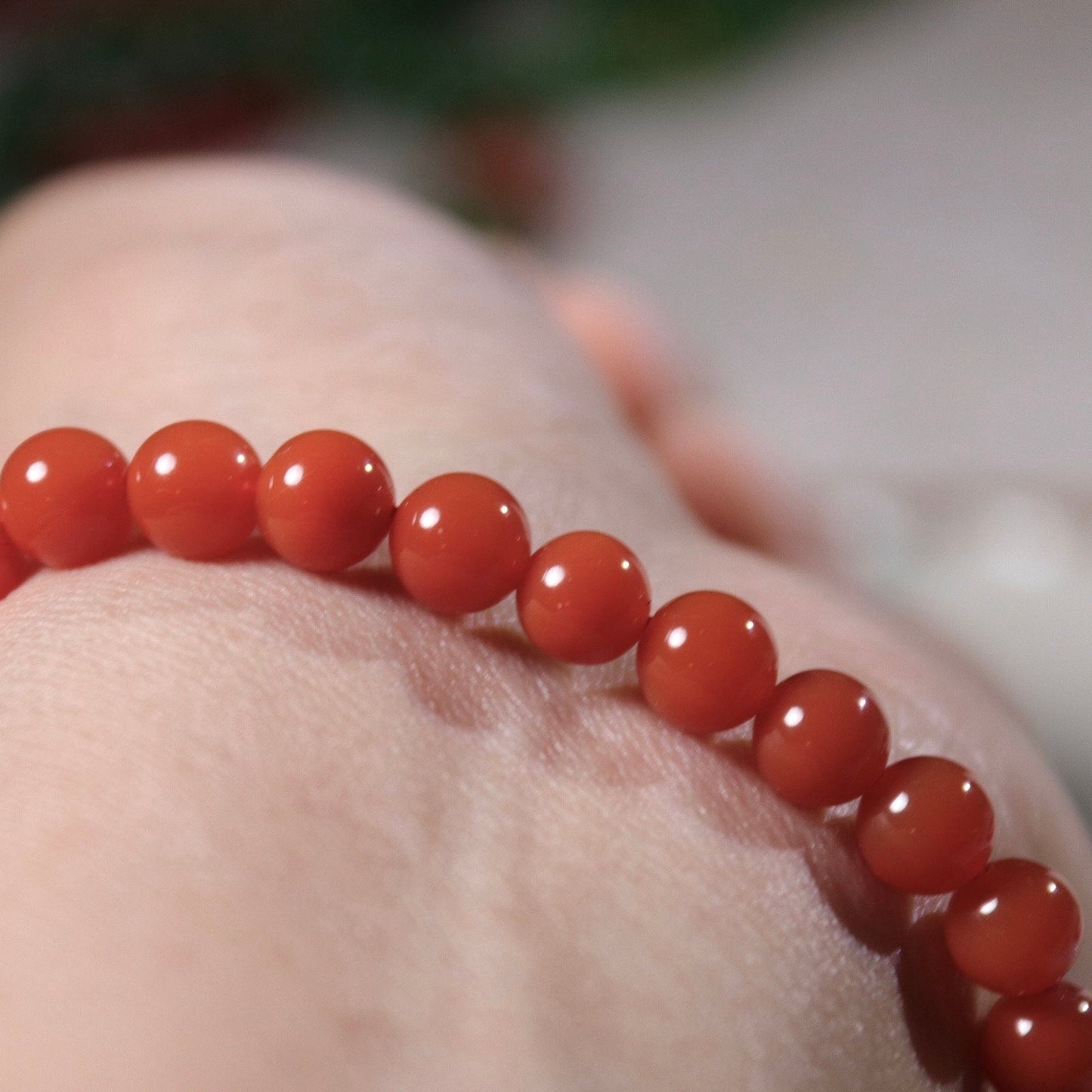 Sichuan Nanhong agate cherry red 6 mm bracelet