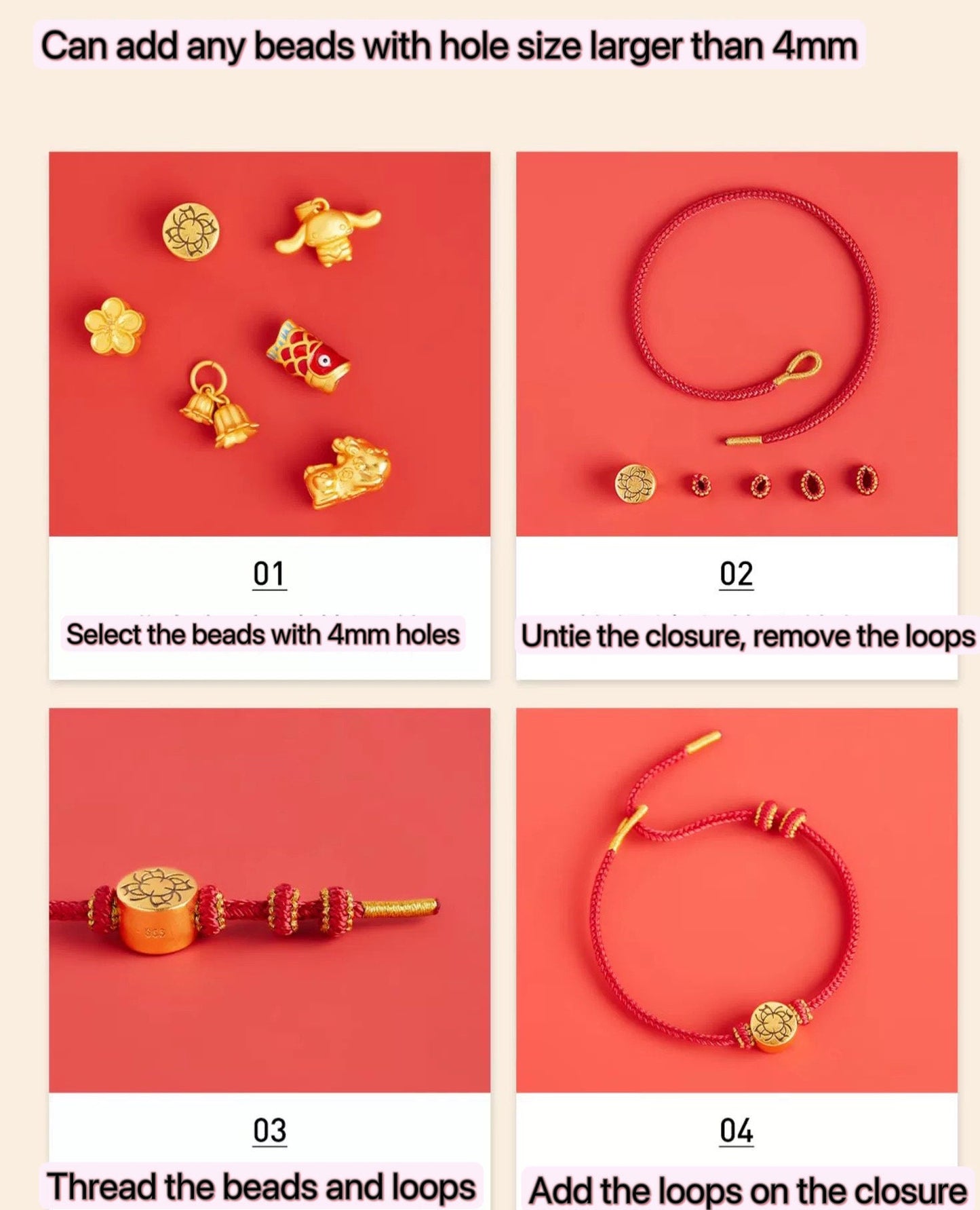 Handmade Red cord bracelet  allergen free