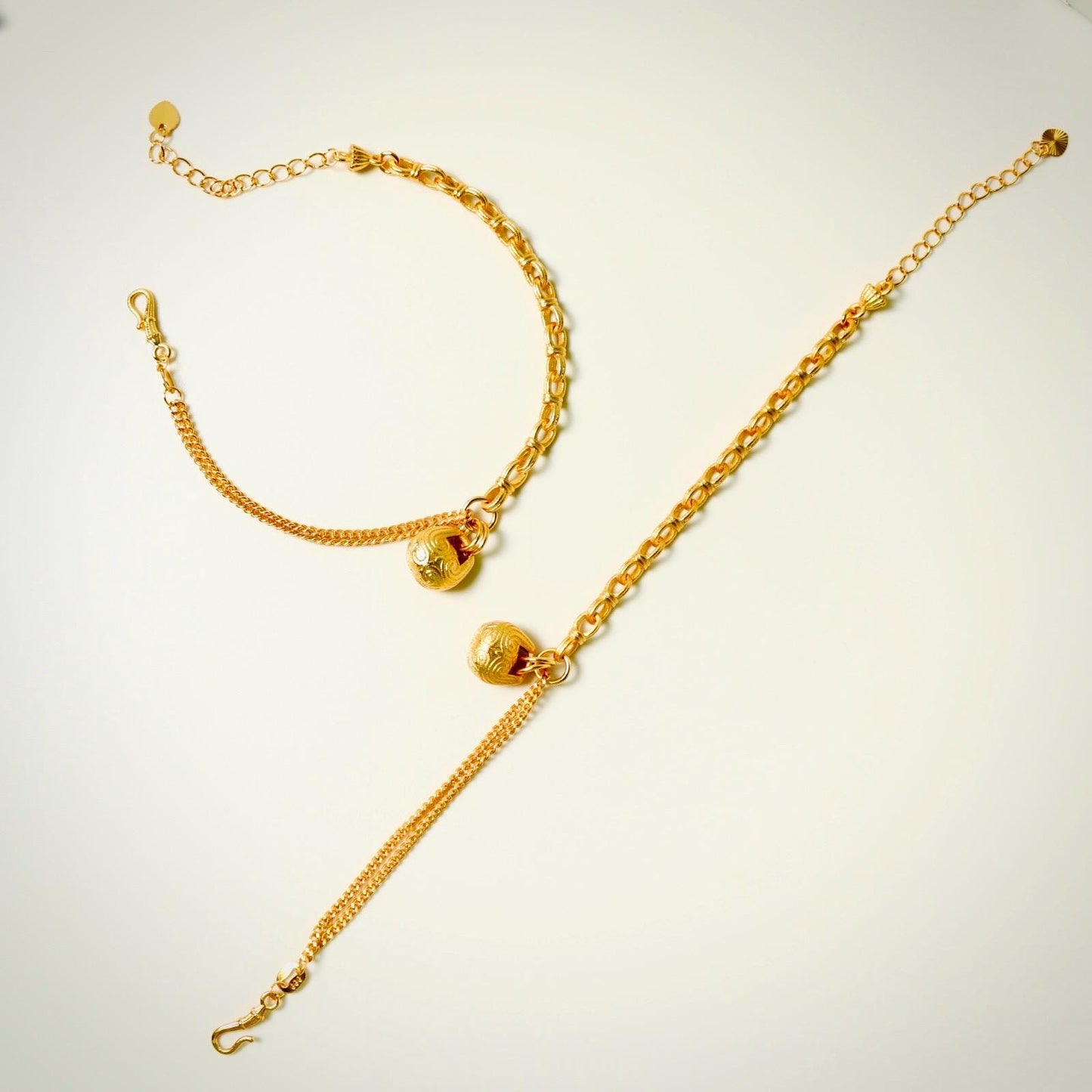 24K gold plated wooden fish Chinese temple block bracelet