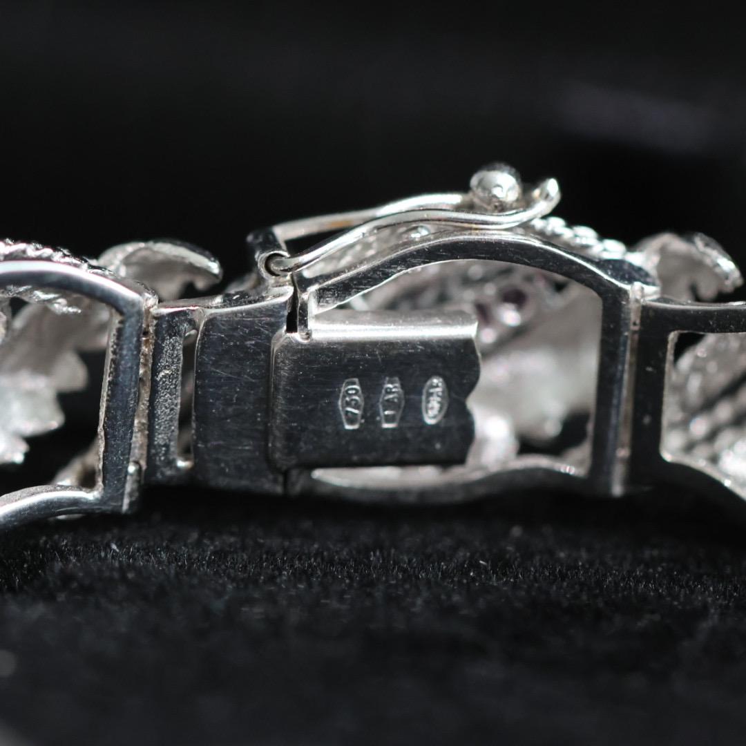 Vintage Italy Unoaerre 18K white gold and ruby bracelet 7 inch