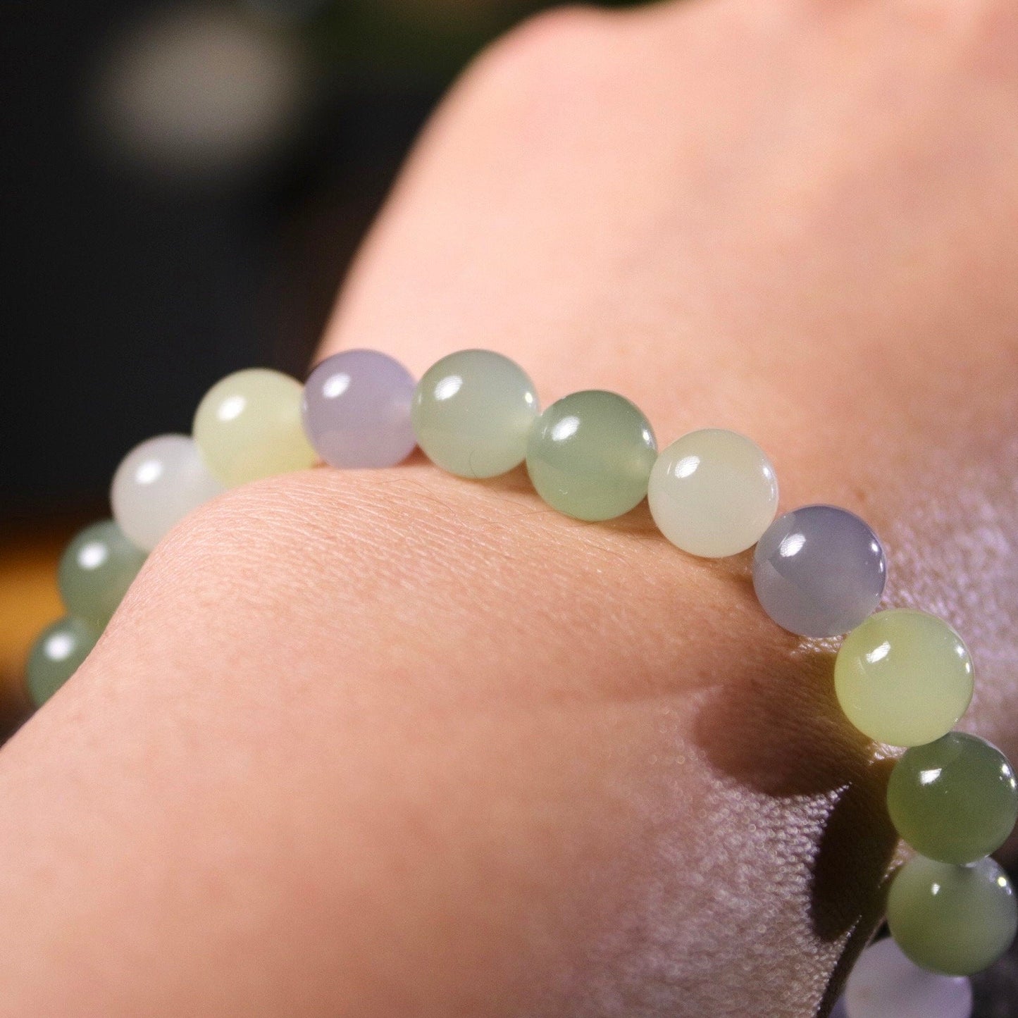 Premium pastel color multi color nephrite bracelet