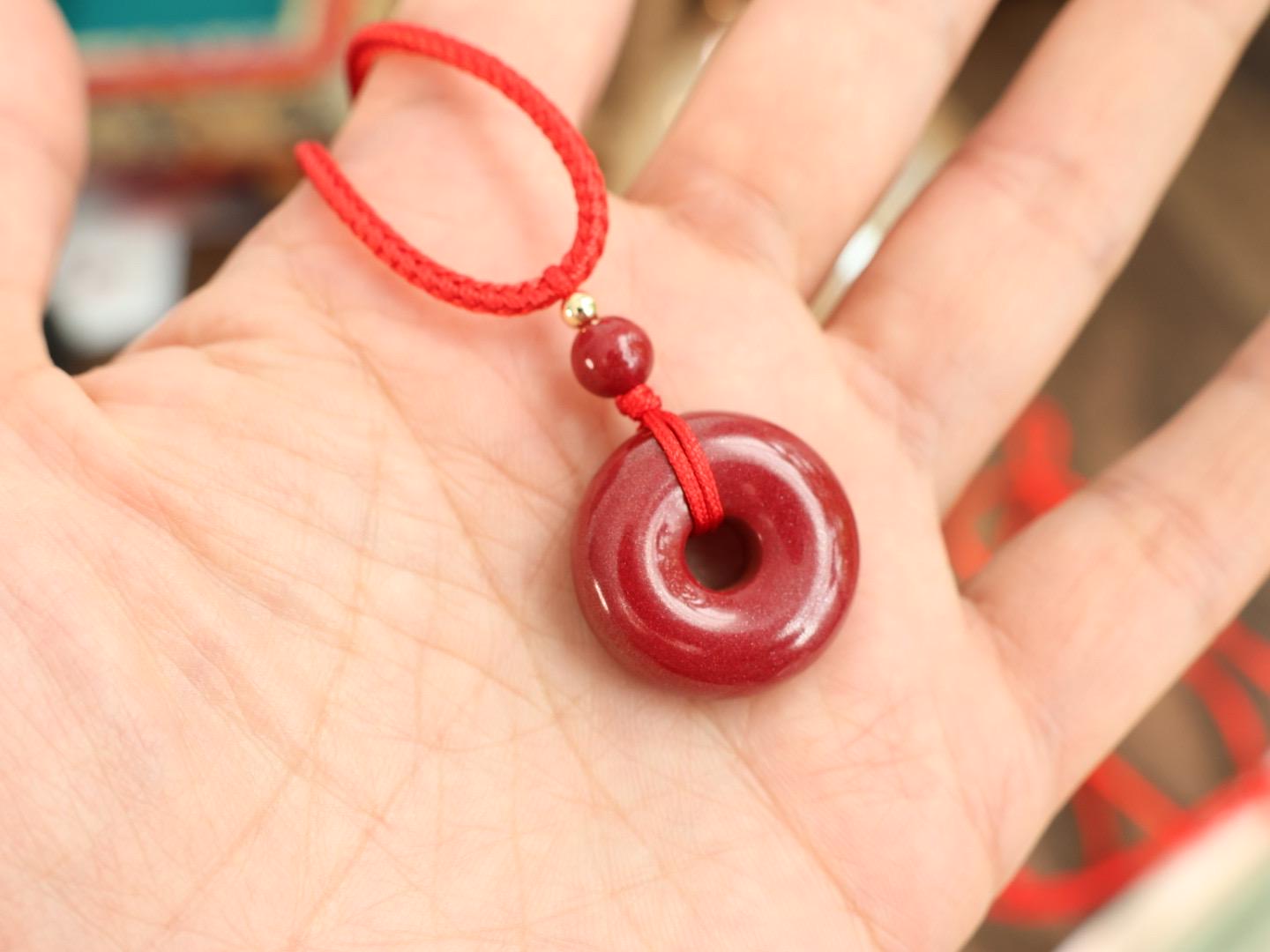 Cinnabar donut pendant | positive energy pendany