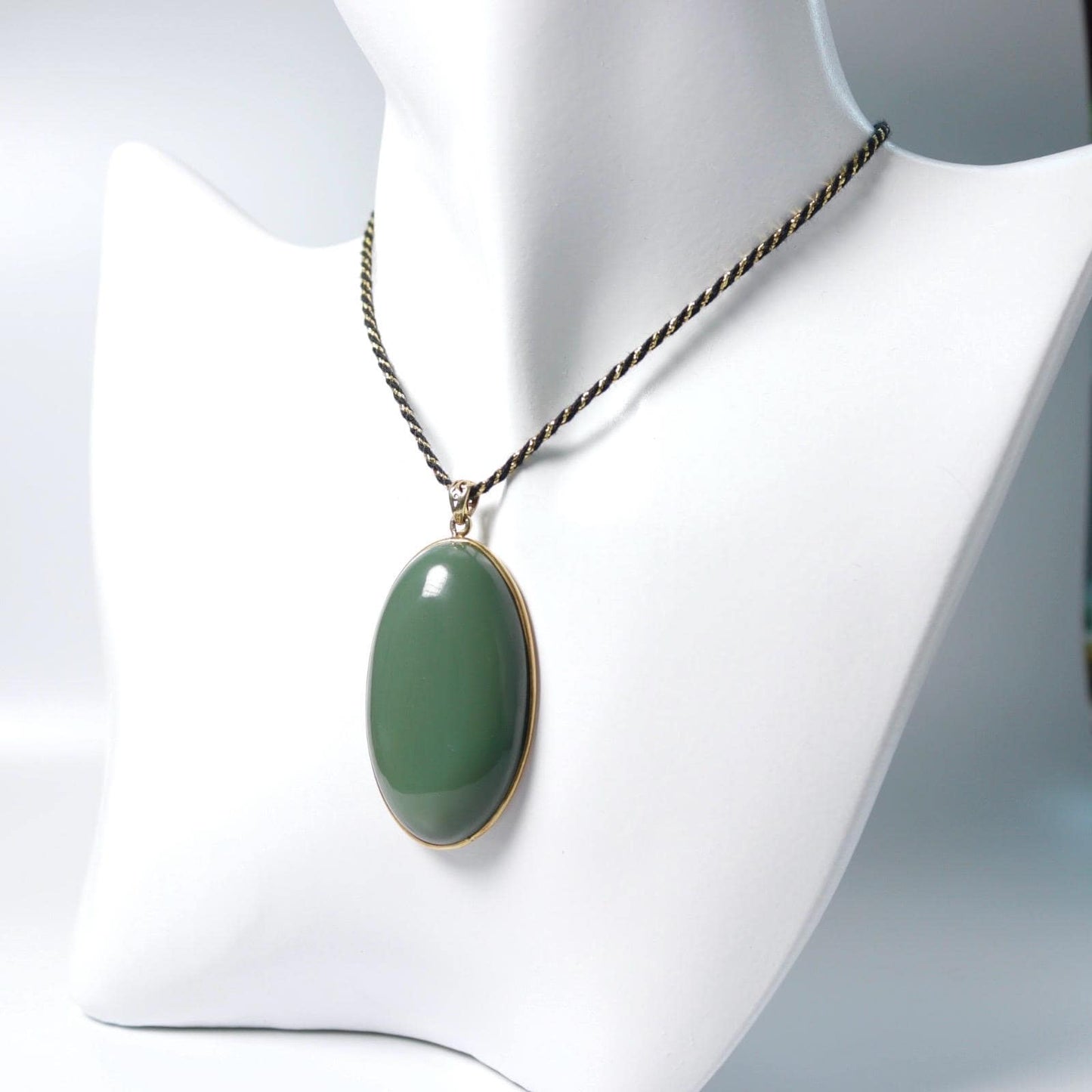 vintage dark blue green nephrite pendant