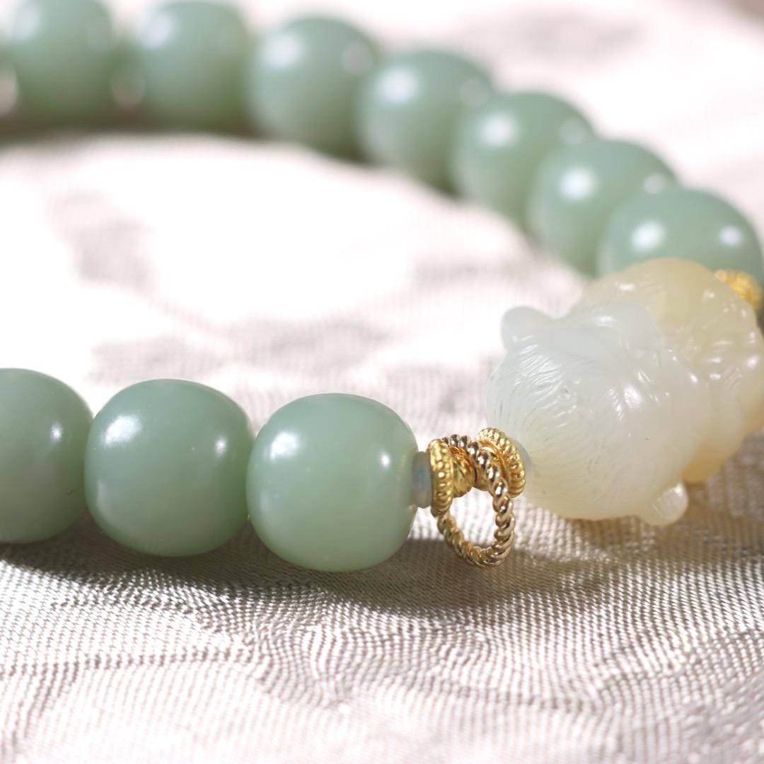 Nephrite Bracelet 10mm Old Fashion Beads