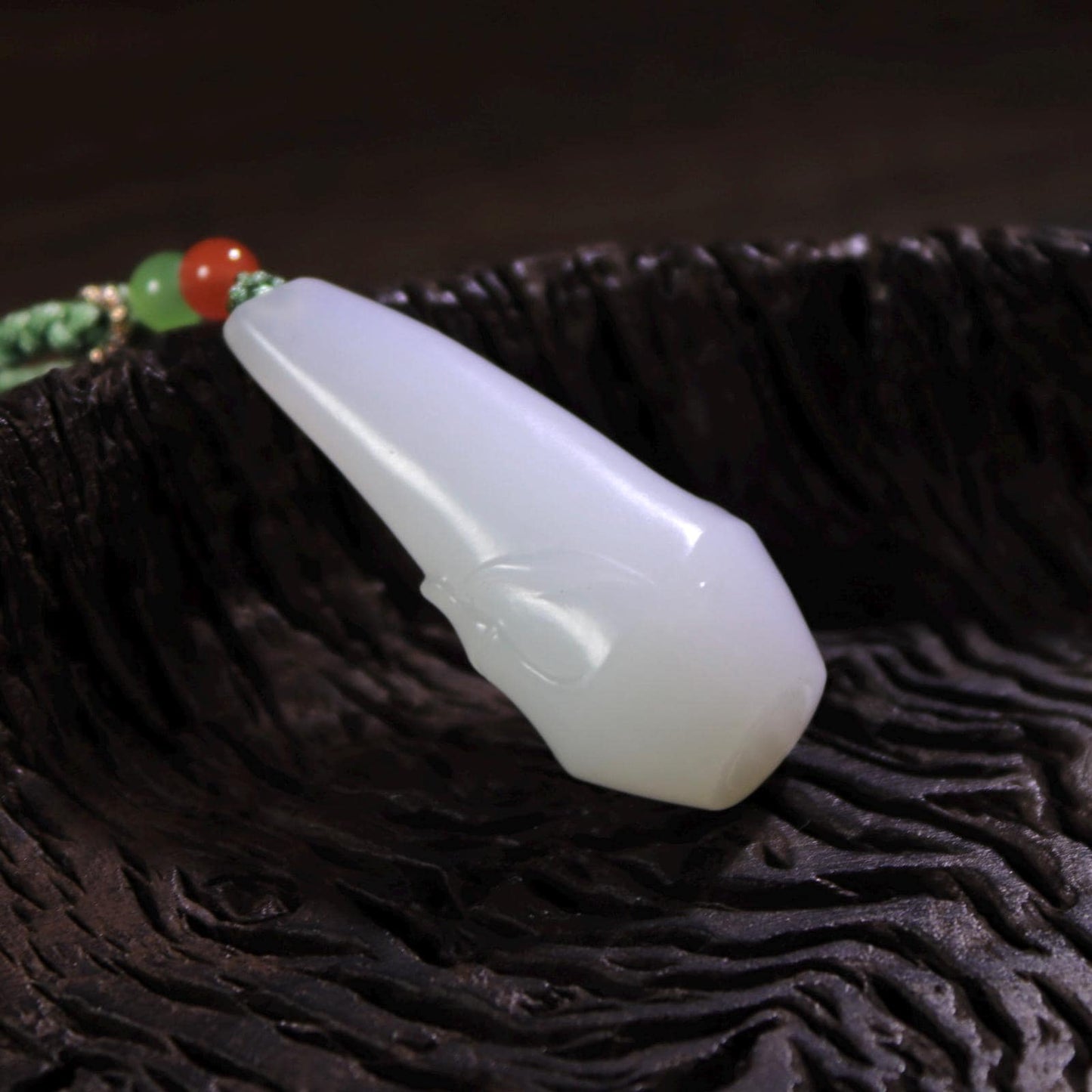 Certified Nephrite White Jade Magnolia pendant
