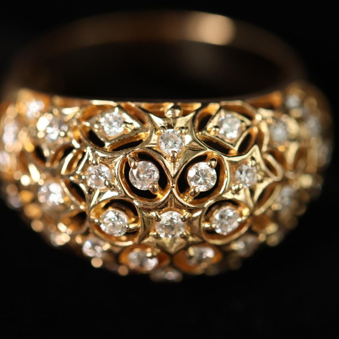 Vintage Japan diamond ring 18k gold ring size 6