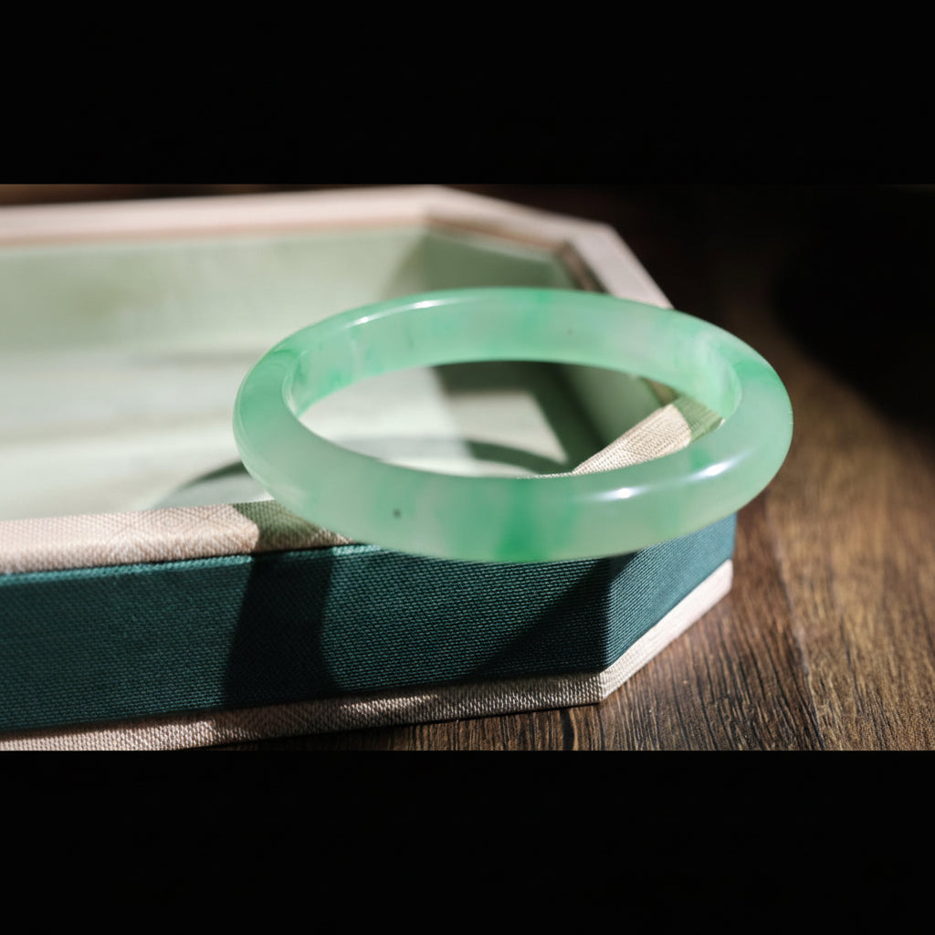 Quartzite Bangle: Light Green Dulong Jade, 57mm