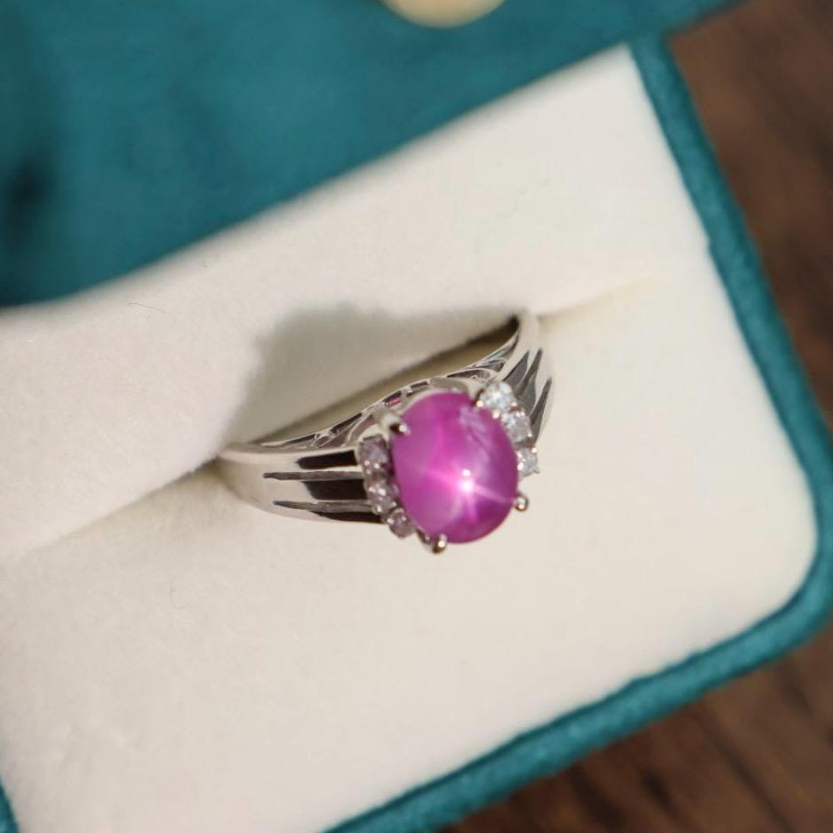 Vintage natural star ruby 18k gold ring size 6.75