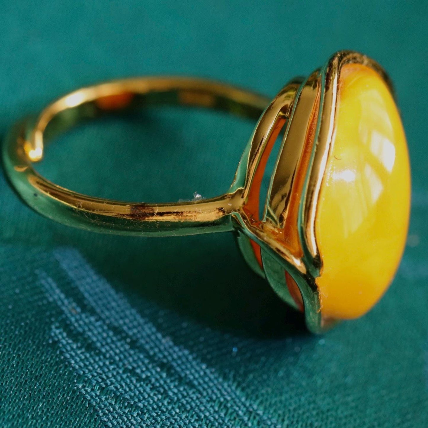 Handmade beewax cabochon adjustable silver ring 老蜜蜡活口银托戒指