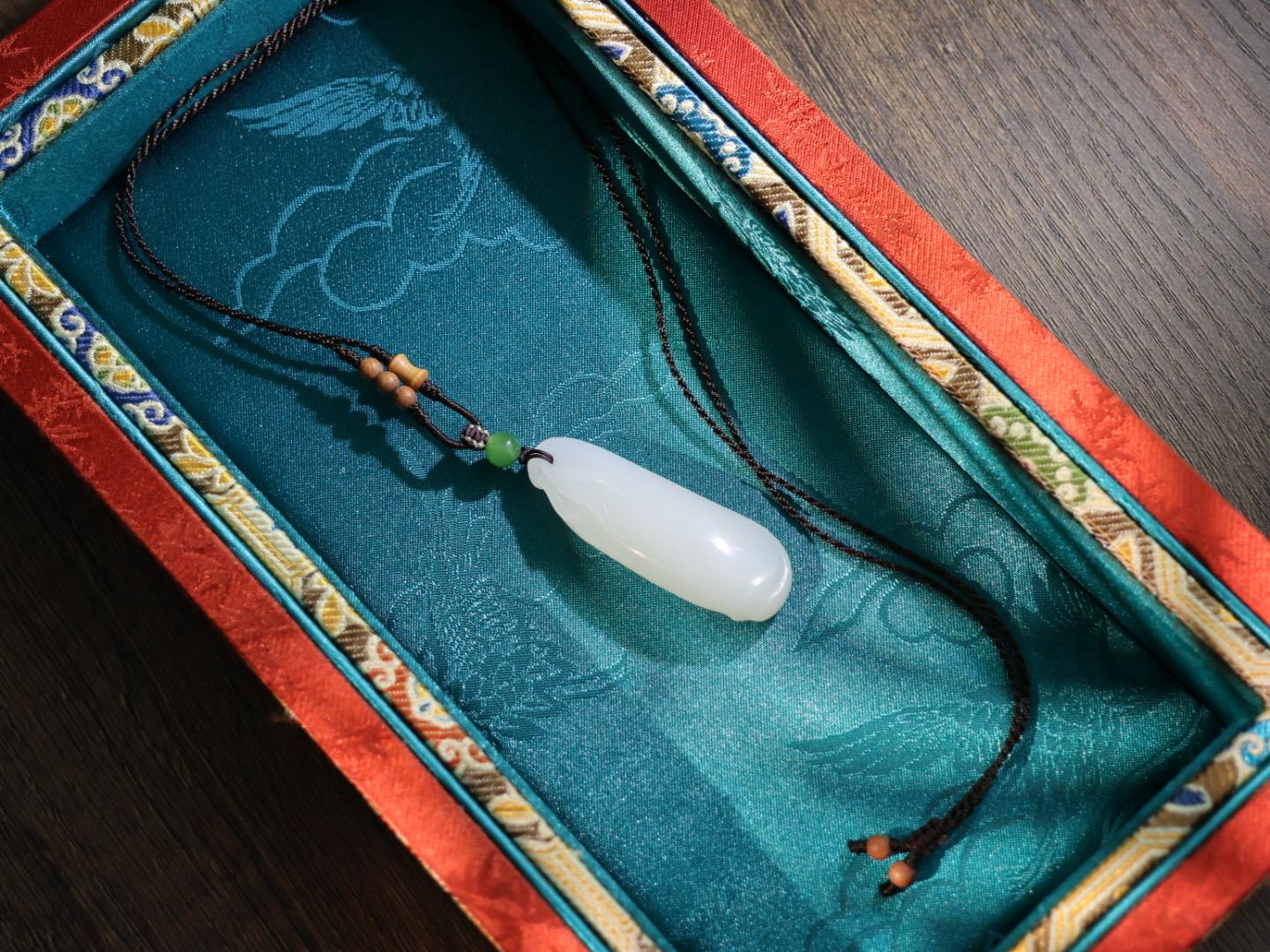 Certified Nephrite White Jade Magnolia pendant