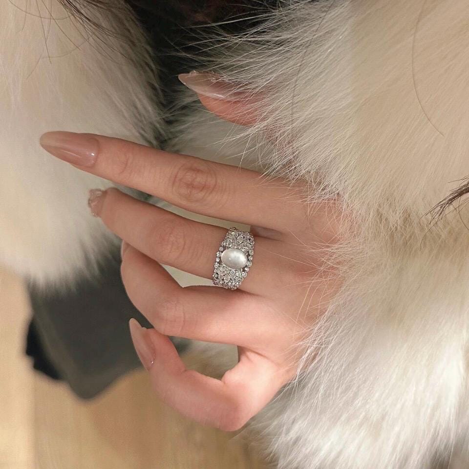 Certified Maw Sit Sit Statement Ring: Lace Design, 925 Silver, Size 6