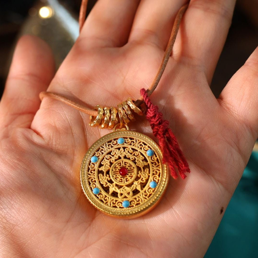 24k gold compass pendant