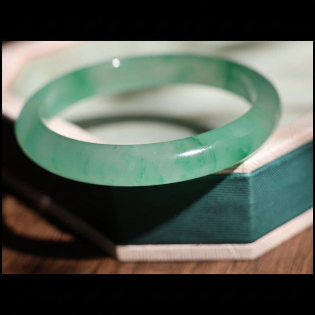 Quartzite Bangle: Light Green Dulong Jade, 57mm