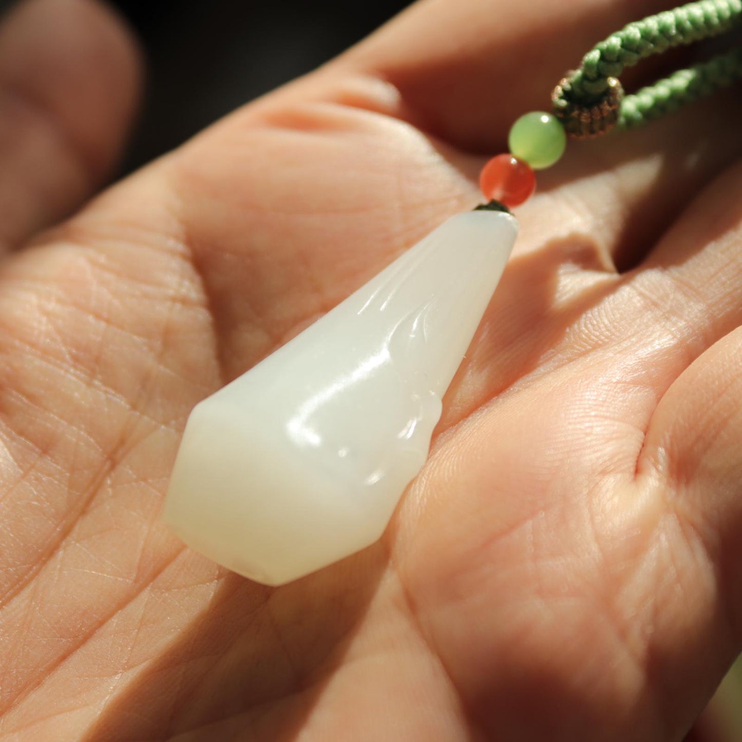 Certified Nephrite White Jade Magnolia pendant