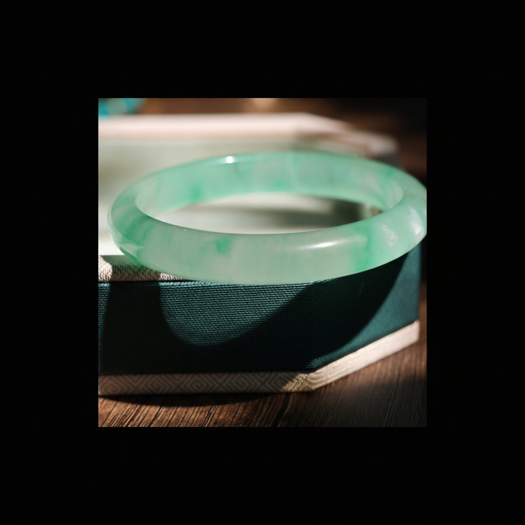 Quartzite Bangle: Light Green Dulong Jade, 57mm