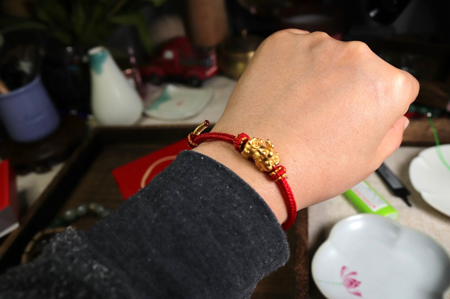 Handmade Red cord bracelet  allergen free